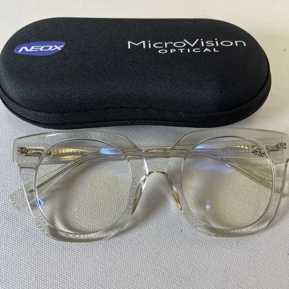 MicroVision Optical Blue Light Blocking Readers Lucinda Clear Frame w Case 0.00